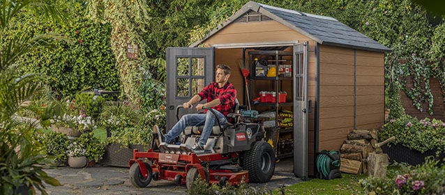 newton riding lawnmower shed