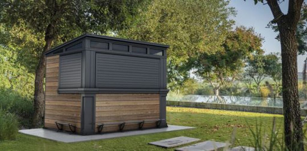 Cabanon de divertissement extérieur Signature de 9x7 – Brun noyer – Keter Canada