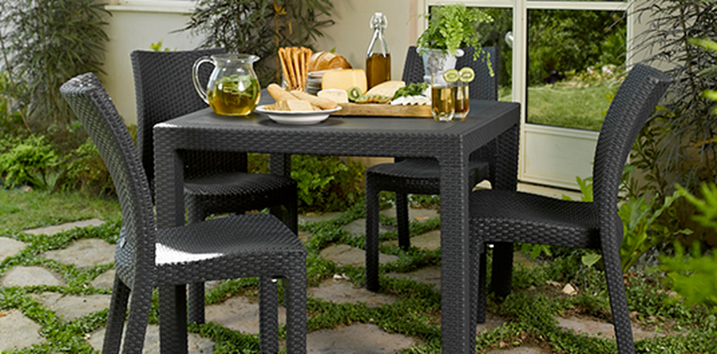 Mesa comedor de exterior Quartet 95x95x74.5 cm - Grafito
