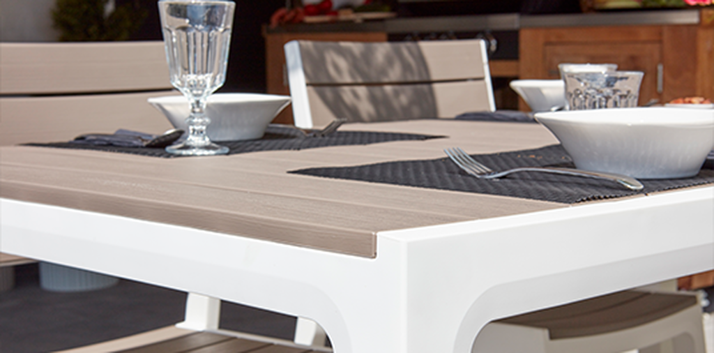 Mesa comedor de exterior Harmony extensible 162–241x100.5x76.5 cm - Capuchino