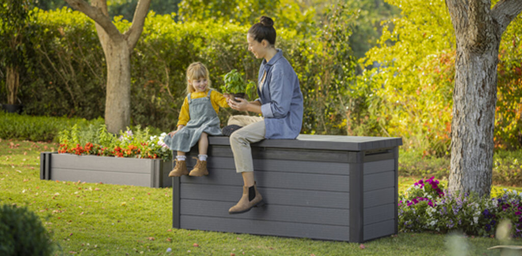 Coffre de jardin Cortina 570L - Gris Aspect Bois