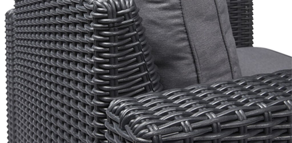 Salon de jardin California : Canapé 3 places + Pouf + Table basse - Graphite