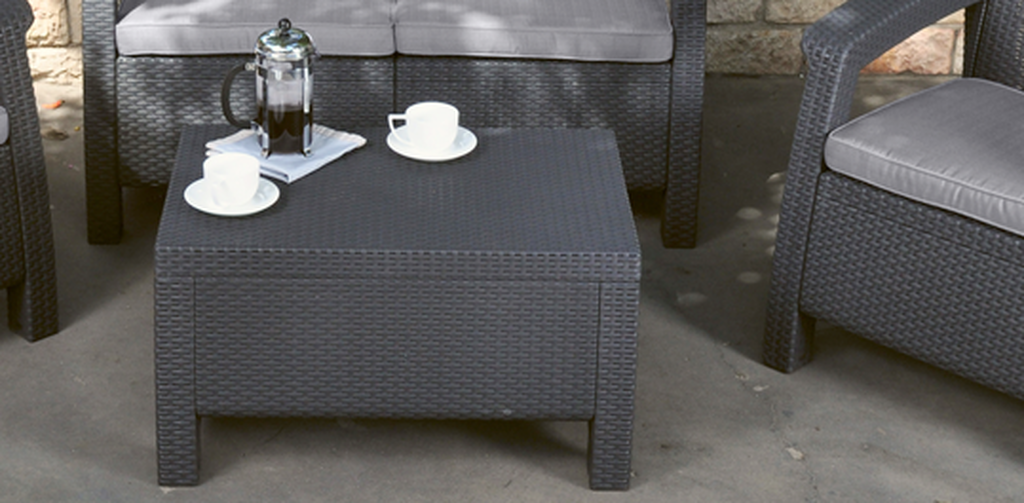 Salon de jardin Corfu 4 places et table basse - Graphite