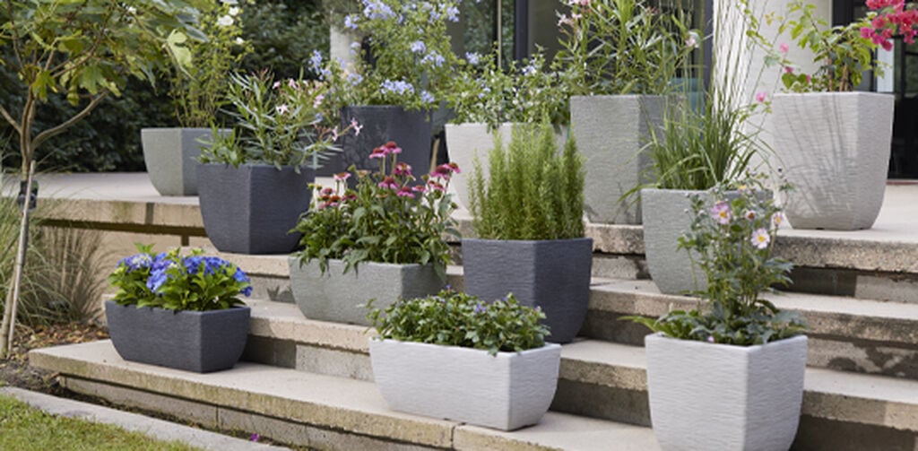 Cotswold Square Planter 38cm Set of 2 - Marble Green