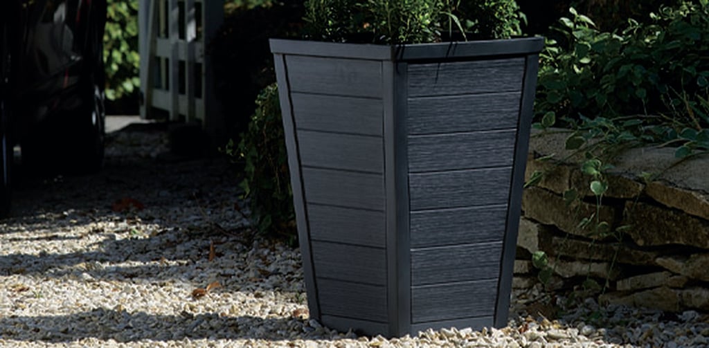 Taper Square Planter 37cm Set of 2 - Graphite