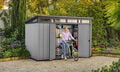 Keter plastic outdoor garden shed with double doors and grey finish