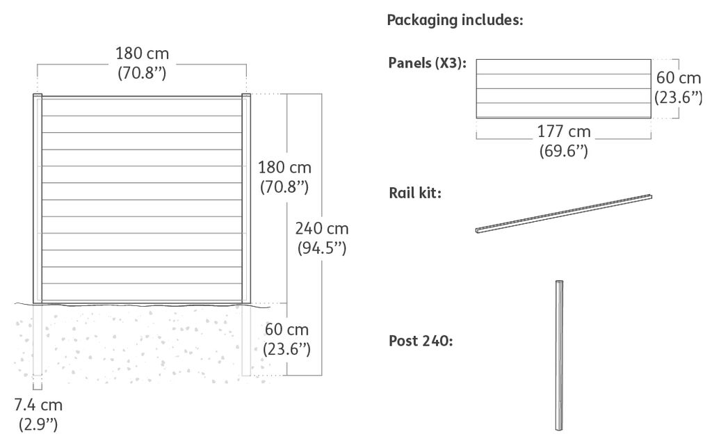 Fence Kit with 240cm Post