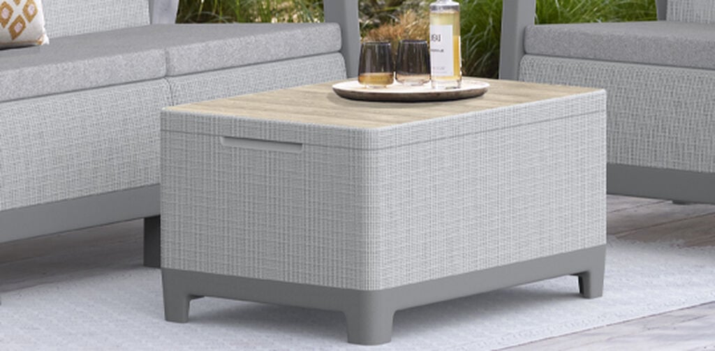 Scandi Linea 4 Seater Lounge Set with Ashwood Storage Table - Grey
