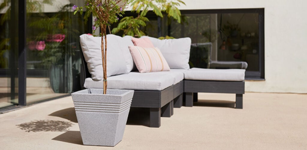 Piazza Square Planter 40cm Set of 2 - Alpine Grey