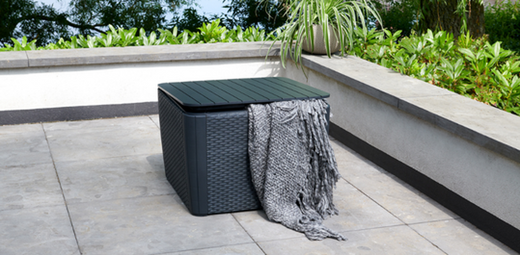 Luzon Plus Plat Wicker Opbergtafel - 57x57x43cm - Antraciet