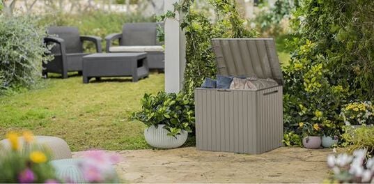 30 Gallon Storage Deck Box City Box Beige - Keter US