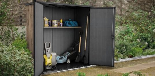 Signature Pine-look XL Outdoor Vertical Storage Shed - Keter US