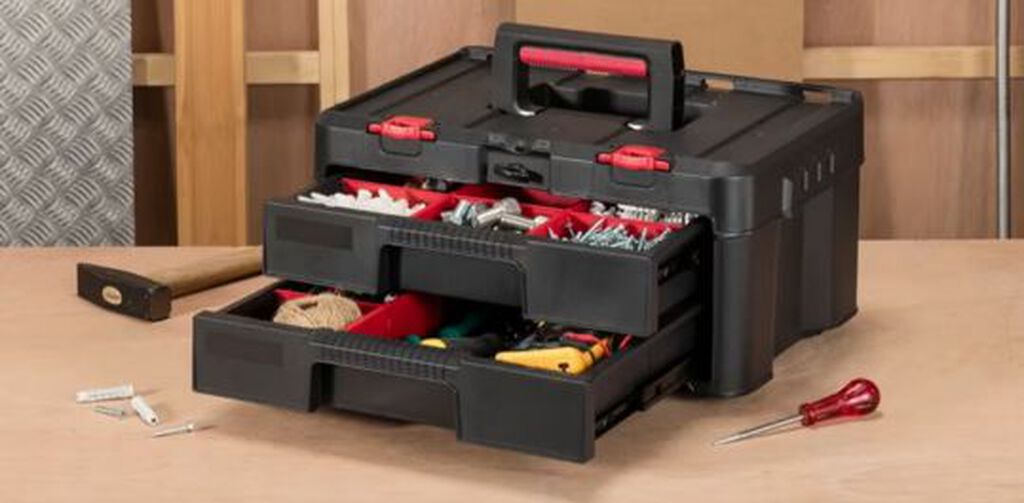 2-Drawer Tool Storage Box Stack and Roll Accessory - Keter US