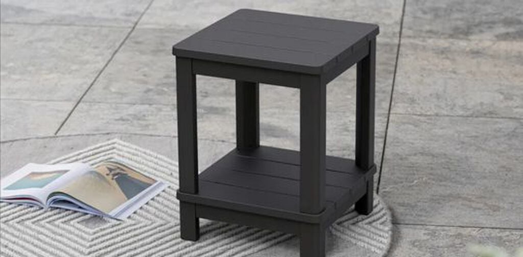 Deluxe Adirondack Two Tier Side Table - Graphite - Keter US