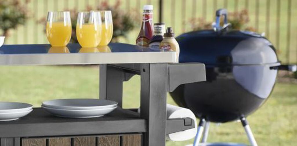 Unity XL Walnut Outdoor Kitchen Cart With Storage  - Keter US