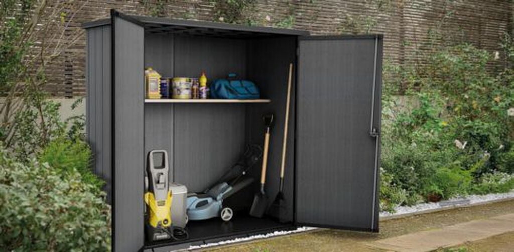 Cortina Fortis XL Outdoor Vertical Storage Shed - Graphite - Keter US