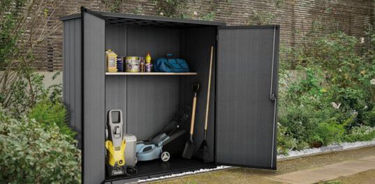 Cortina Fortis XL Outdoor Vertical Storage Shed - Graphite - Keter US