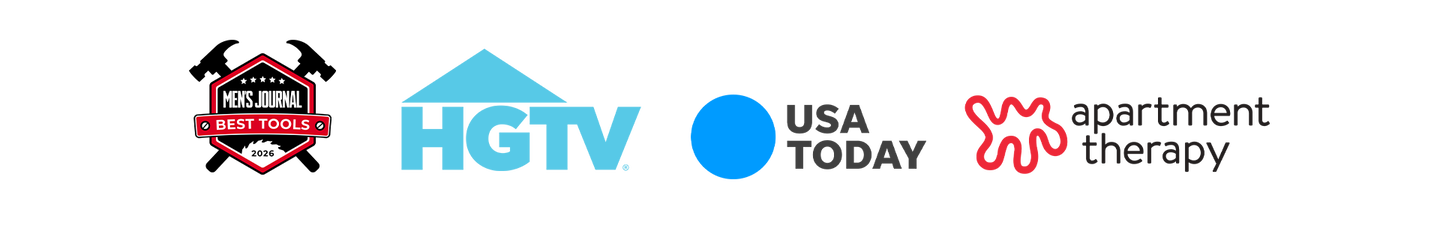 Logos of Men's Journal, HGTV, USA Today, apartment therapy