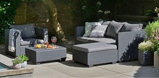 Salta 3 Seater Settee Outdoor Sofa - Graphite - Keter US