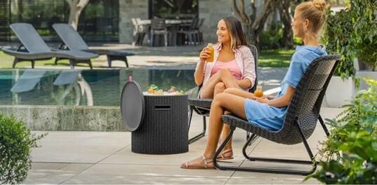 Rio Patio Rattan Look Outdoor Seating Set of 3 Graphite - Keter US