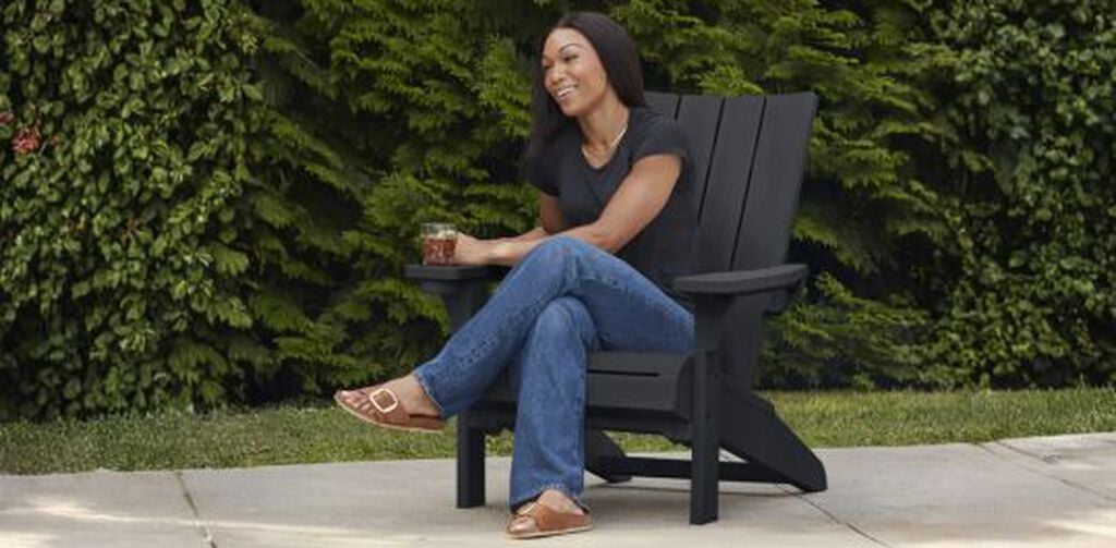 Modern Adirondack Chair With Cup Holder Graphite - Keter US