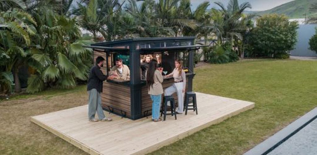 Signature 9x7 Outdoor Bar Shed - Walnut Brown- Keter US