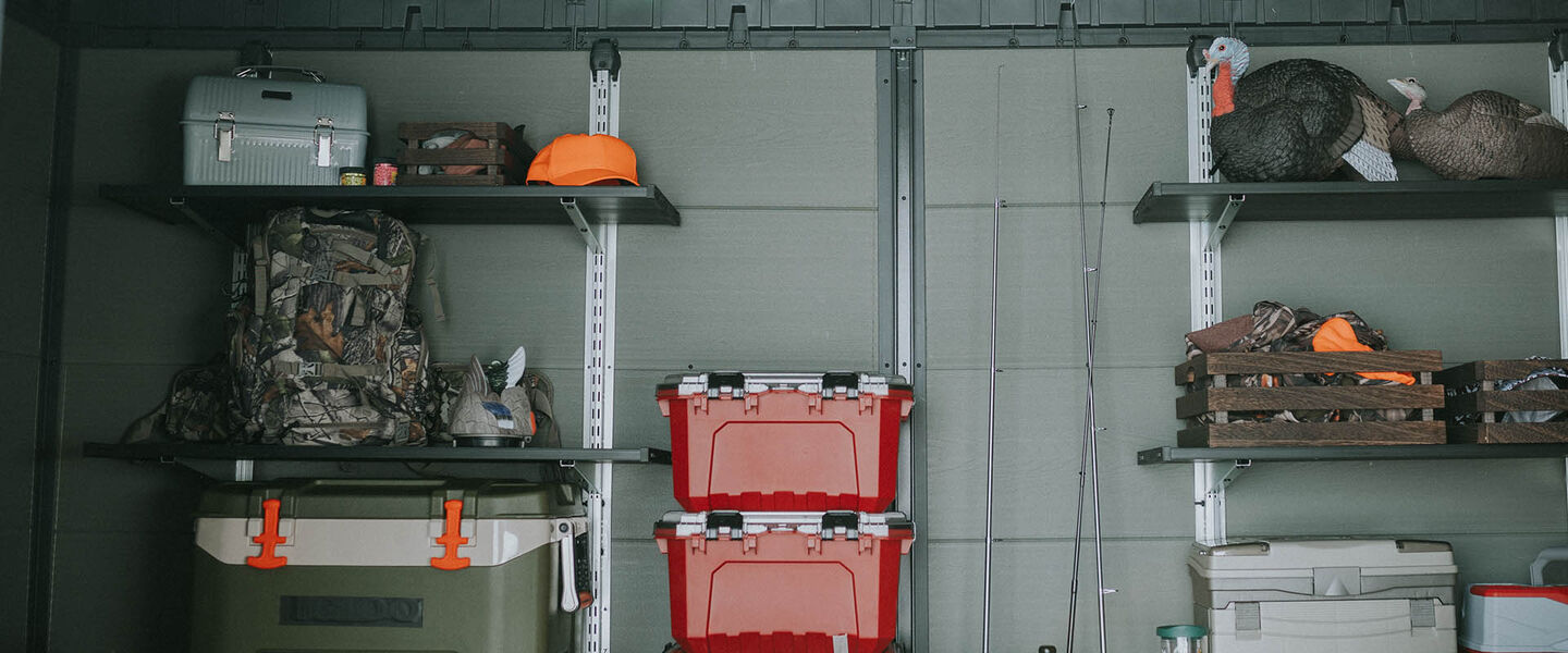 darwin resin shed with items inside