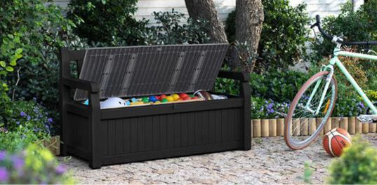 Solana Grey 70 Gallon Outdoor Storage Bench - Keter US