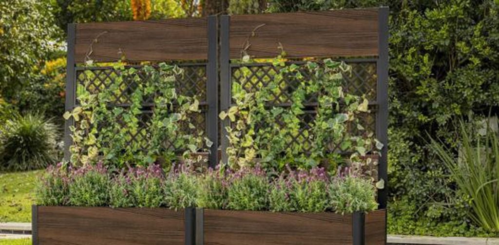 Rosewood Brown Privacy Planter With Trellis - Keter US