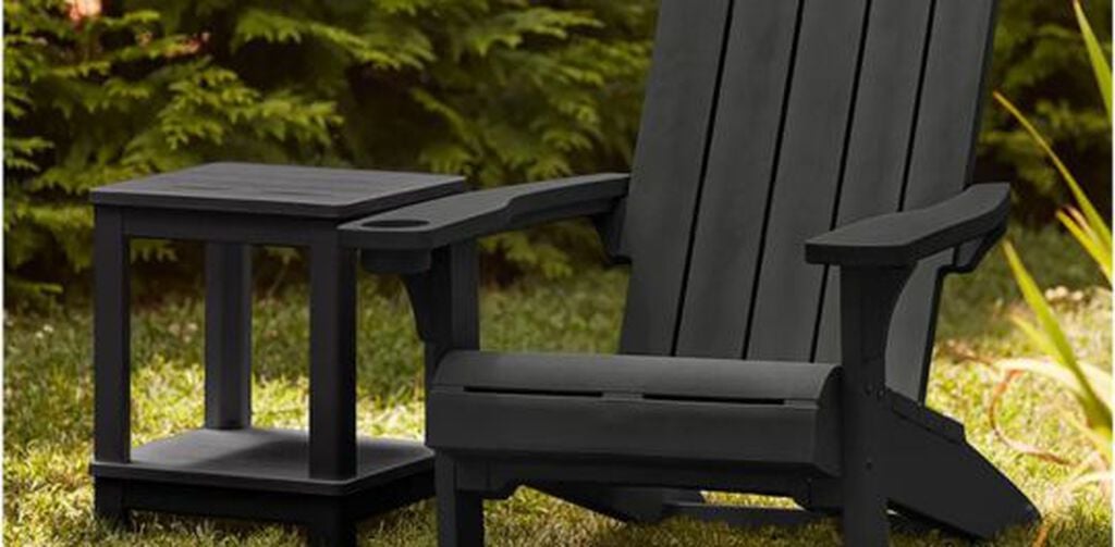 Kiawah Resin Plastic Adirondack Chair - Black - Keter US