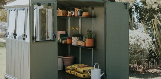 open walking potting shed