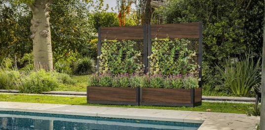 Rosewood Brown Privacy Planter With Trellis - Keter US