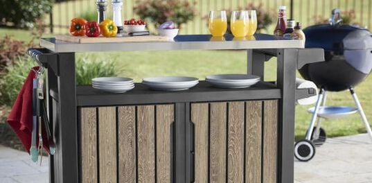 Unity XL Ashwood Outdoor Kitchen Cart With Storage - Keter US