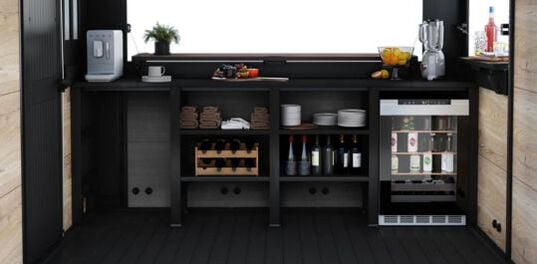 Signature 9x7 Outdoor Bar Shed - Walnut Brown- Keter US