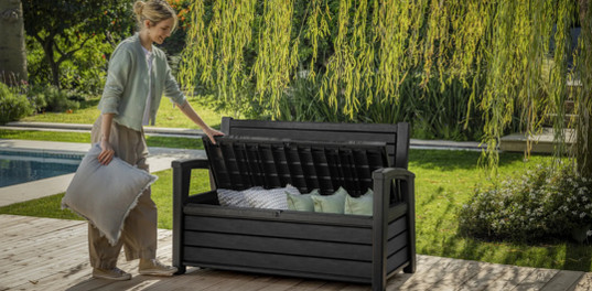 Graphite 60 Gallon Outdoor Storage Bench - Keter US