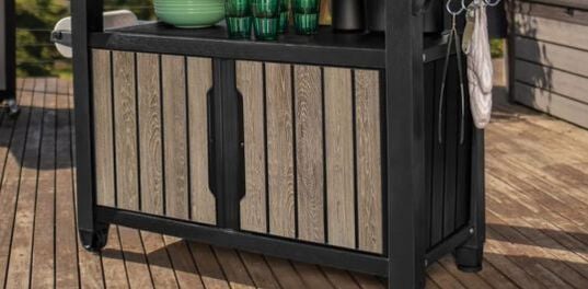 Unity XL Ashwood Outdoor Kitchen Cart With Storage - Keter US