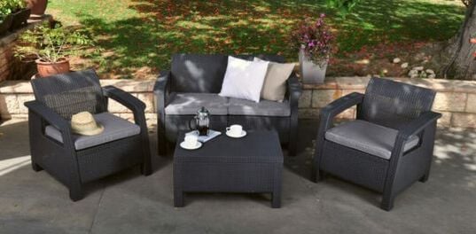 Corfu Outdoor Seating Conversation Set​ Graphite - Keter US