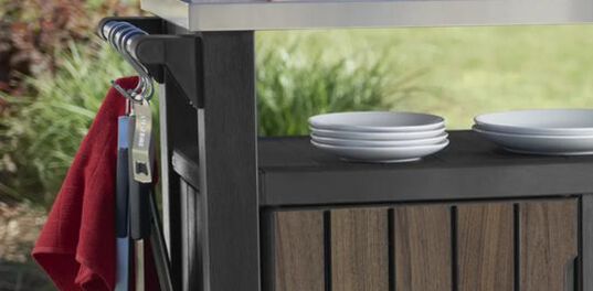 Unity XL Rosewood Outdoor Kitchen Cart With Storage - Keter US