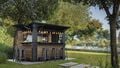 keter outdoor bar shed in backyard