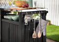 Close up of a kitchen utility cart