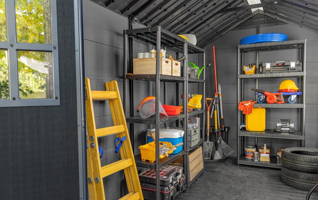 extra large newton storage shed inside view