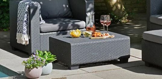 Salta Square Rattan Outdoor End Table - Graphite - Keter US