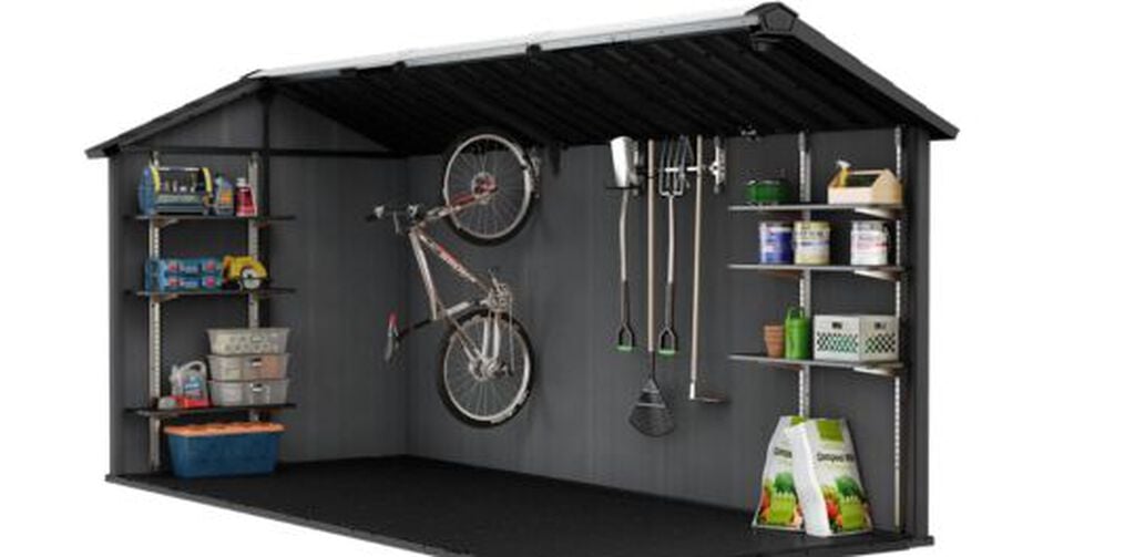 Newton Plus 7.5 x 15 ft Storage Shed - Graphite - Keter US