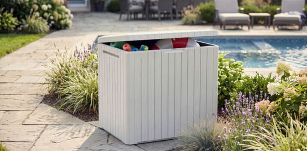 City Box 30 Gallon Deck Box - White Deck Box - Keter US