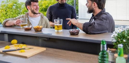 Signature 9x7 Outdoor Bar Shed - Walnut Brown- Keter US