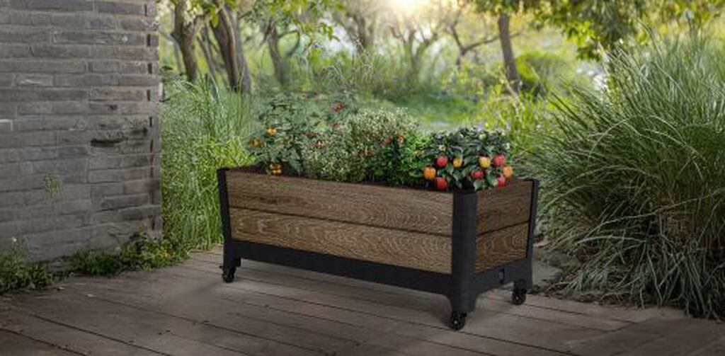 Signature Rolling Planter Mobile Garden Bed - Walnut Brown - Keter US