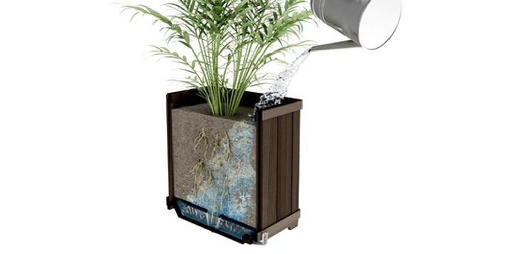 Self Watering Rosewood Brown Tall Rectangular Planter - Keter US