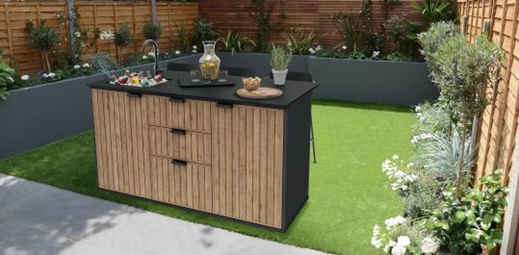 Outdoor Kitchen with Sink Venetian Brown - Keter US