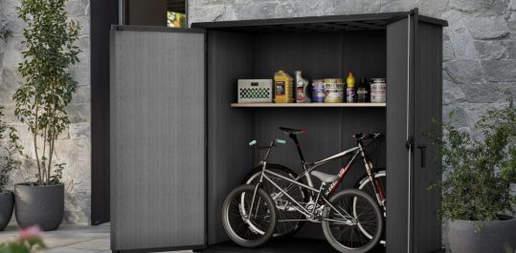 Cortina Fortis XL Outdoor Vertical Storage Shed - Graphite - Keter US