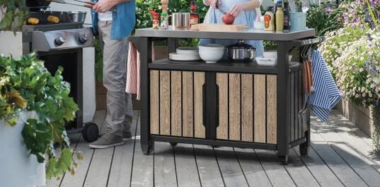 Unity XL Ashwood Outdoor Kitchen Cart With Storage - Keter US